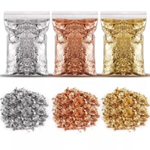Lot de 3 paquets de feuille d'or, d'argent,de bronze
